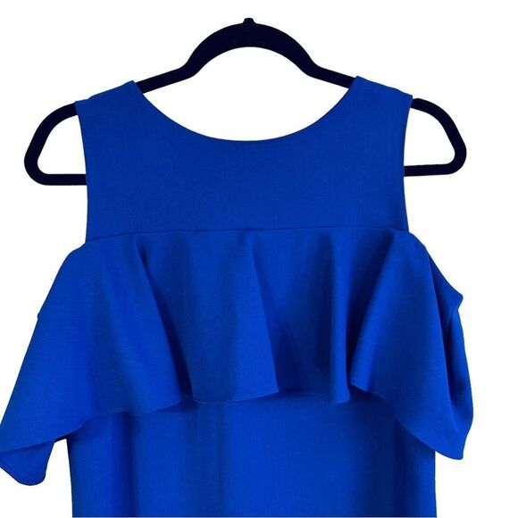 Tahari Blue Mid Length Cold Shoulder Dress Sz 6 - Picture 1 of 8